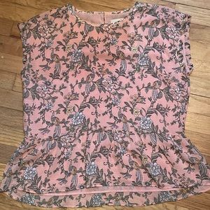 NEW Ann Taylor Loft pink lined print blouse women’s size M NWT